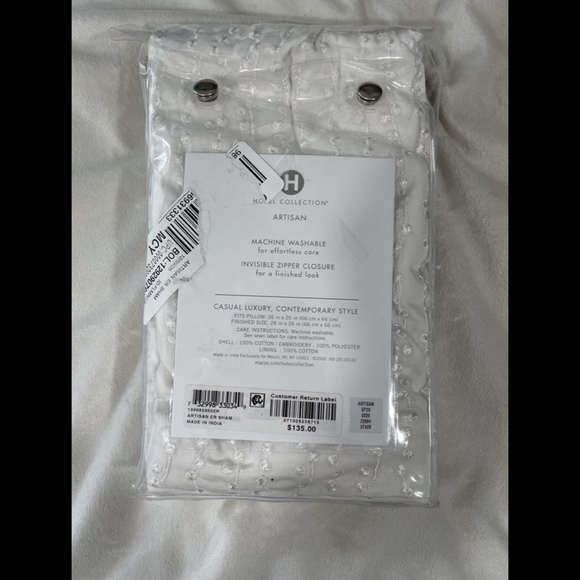 NIB $135 Hotel Collection Artisan (1) Euro Sham‎ - Picture 2 of 11